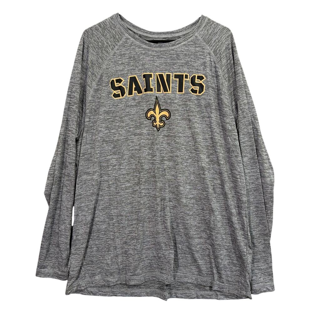 Team Apparel Mens Shirt Heathered Gray Saints Football Logo Long Sleeve XXL